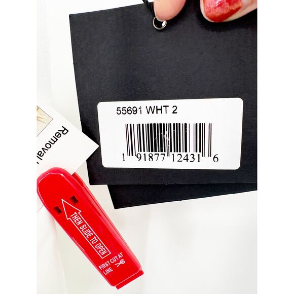 MAC DUGGAL Dress Size 2 NEW Mini White Rhinestone Strap Satin Flaw - Picture 7 of 9